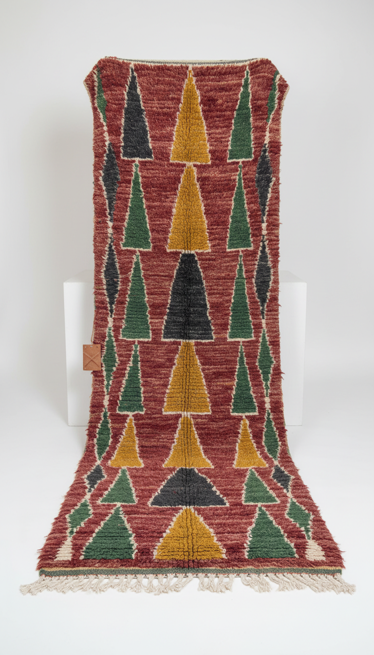 Azilal Handwoven Rug With Colorful Accents